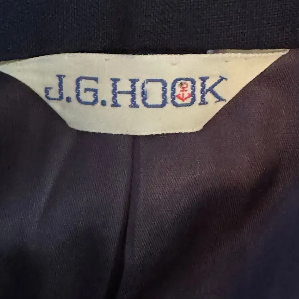Vintage Classic J.G. Hook Size 12 Navy Blue 100% Worsted Wool 2 Button Blazer